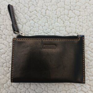 Coach Black Leather Zippered Card Case with Key Ring